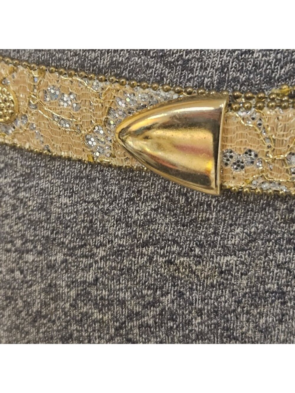 Vintage Beaded Waist Belt Womens Size M/L Gold Silver Accents Goldtone Buckle - Picture 3 of 10